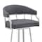 Armen Living Valerie 30" Swivel Slate Gray Faux Leather and Silver Metal Bar Stool LCVLBASLGR30 - alternate 7